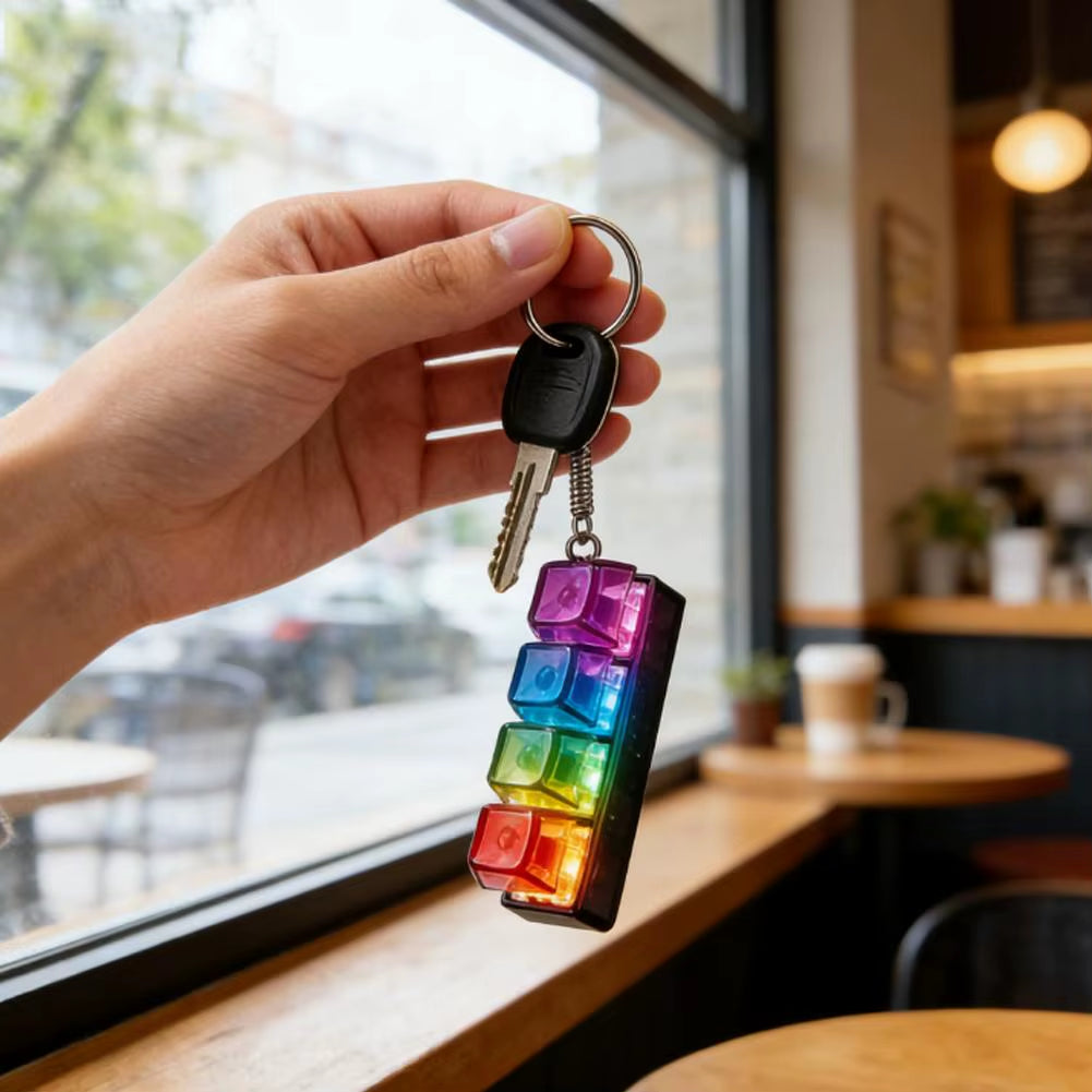Keyboard Keychain Fidget Toy with RGB Lights