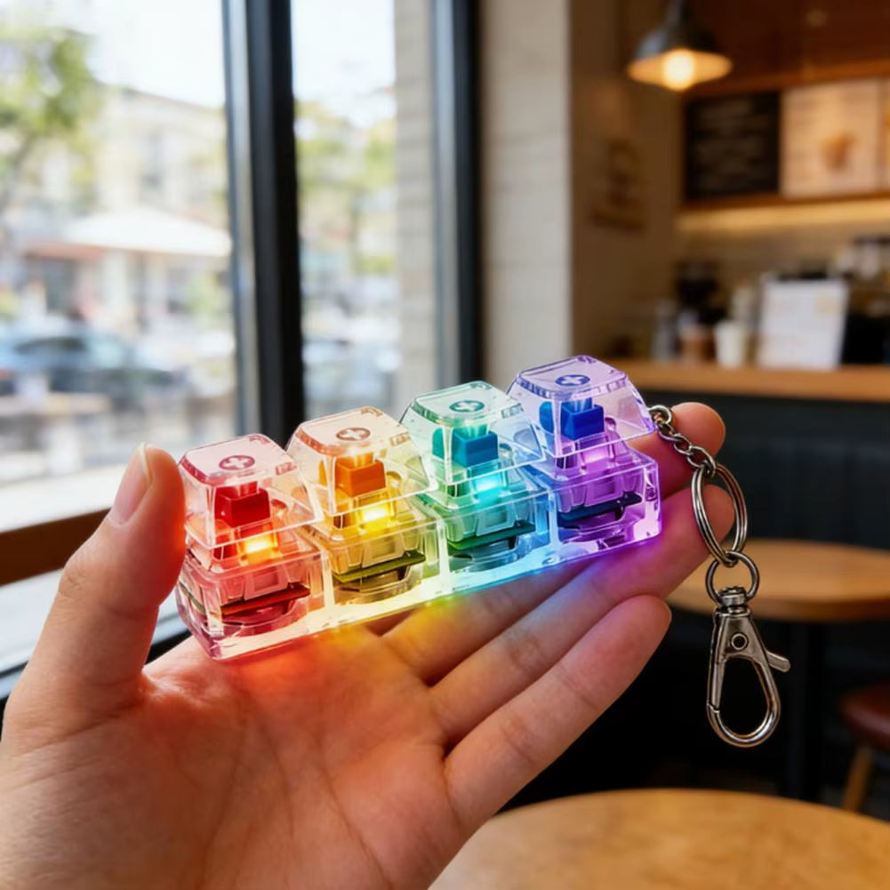 Keyboard Keychain Fidget Toy with RGB Lights